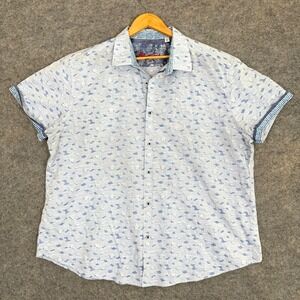 Robert Graham Buton Shirt Mens 4XL Classic Fit Geometric Abstract Print Light
